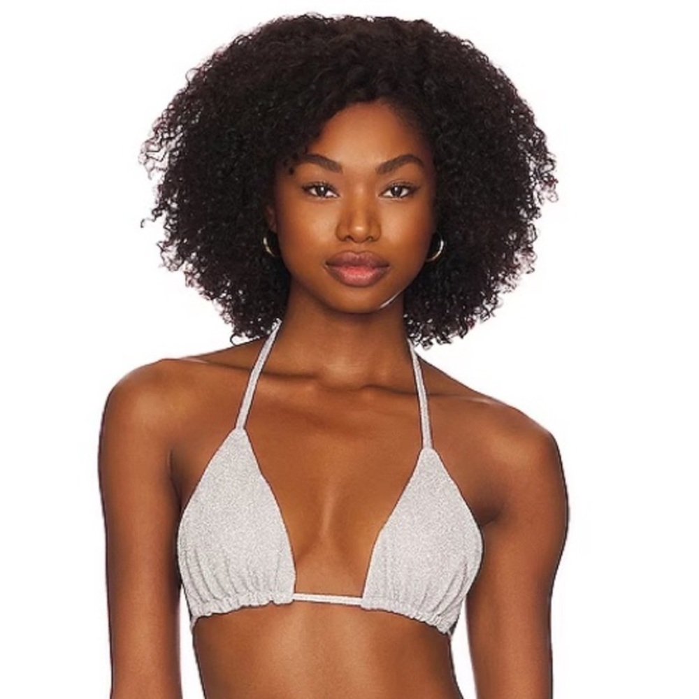 Good American Silver Sparkle Bikini
